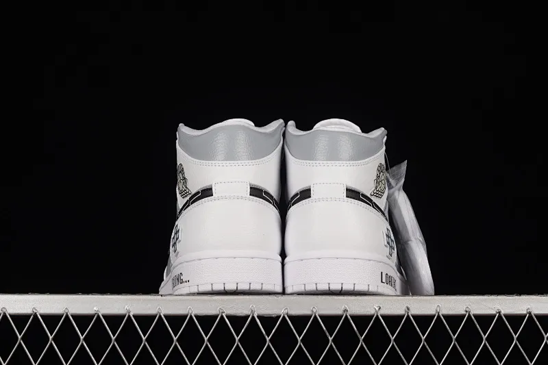 All categories Air Jordan Jordan series basketball shoes Air Jordan 1 Mid Air Jordan 1 Mid "PS5" AJ1 Joe 1 theme video game black and white gray mid-top basketball shoes 554724-129